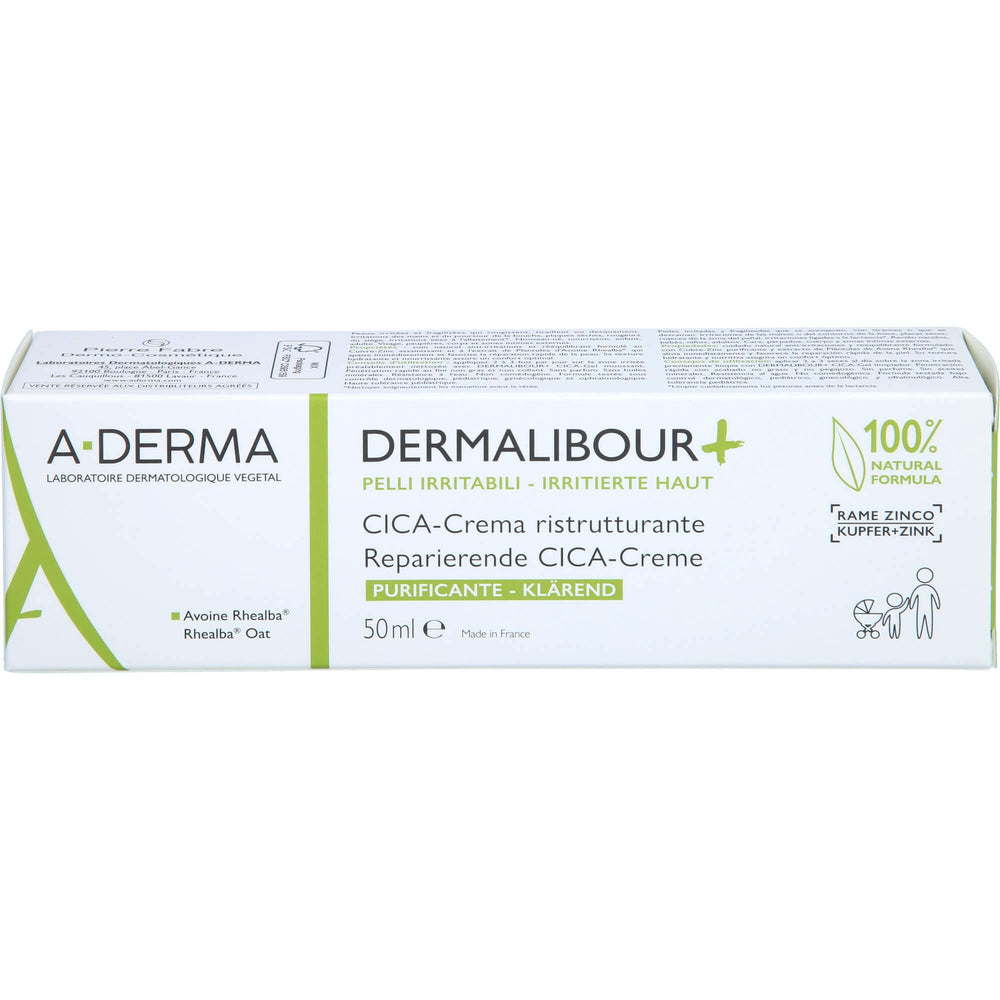 Dermalibour+ A-Derma Crème Cica, emballage 50 ml, apaise irritations cutanées.