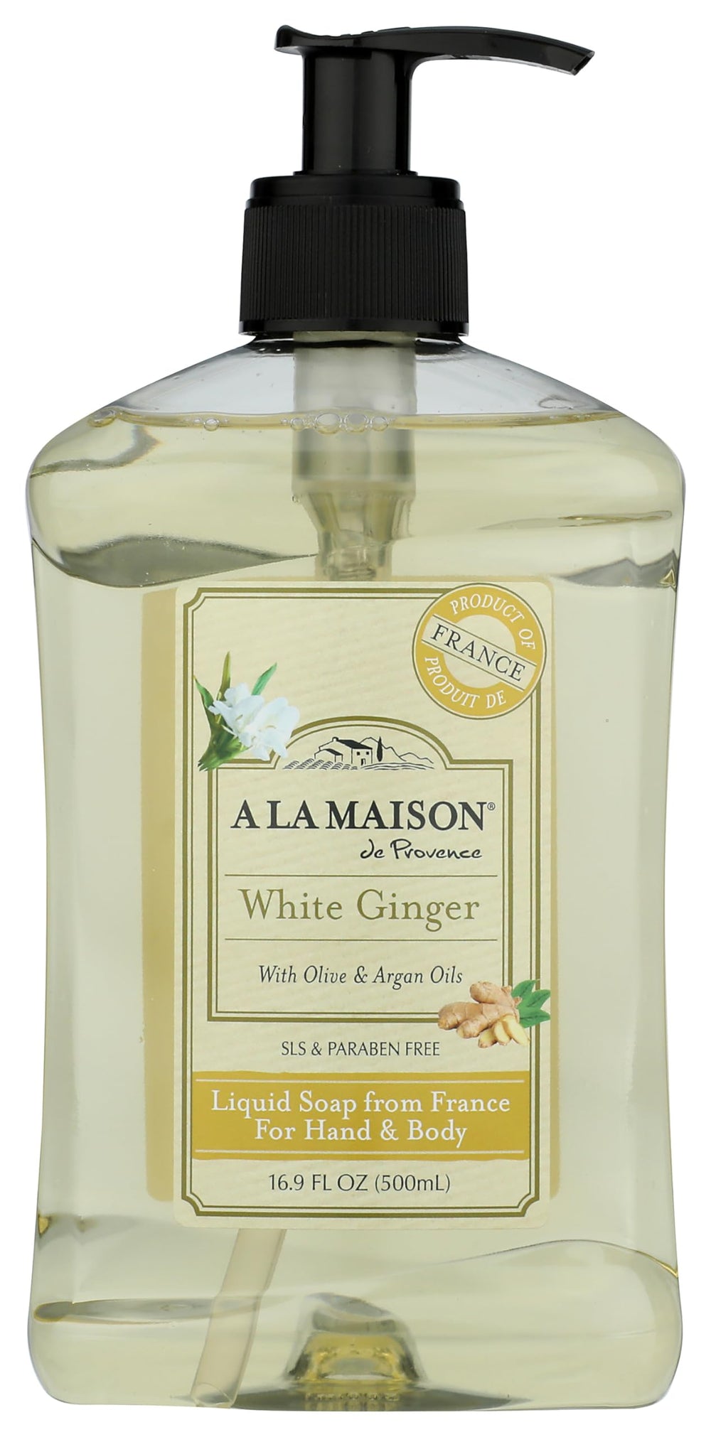 A LA MAISON flacon savon mains gingembre blanc, lavage doux et sensoriel