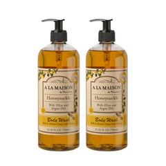 A LA MAISON Gel Douche Honeysuckle, bouteille pratique pour hydratation quotidienne.