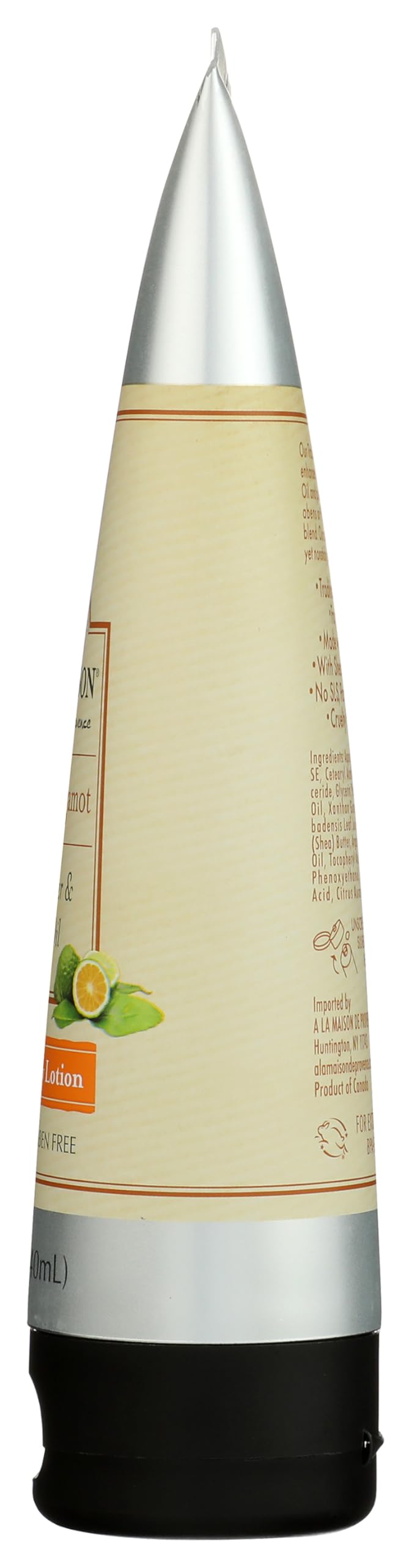 A LA MAISON Crème hydratante orange bergamote, emballage élégant et pratique.