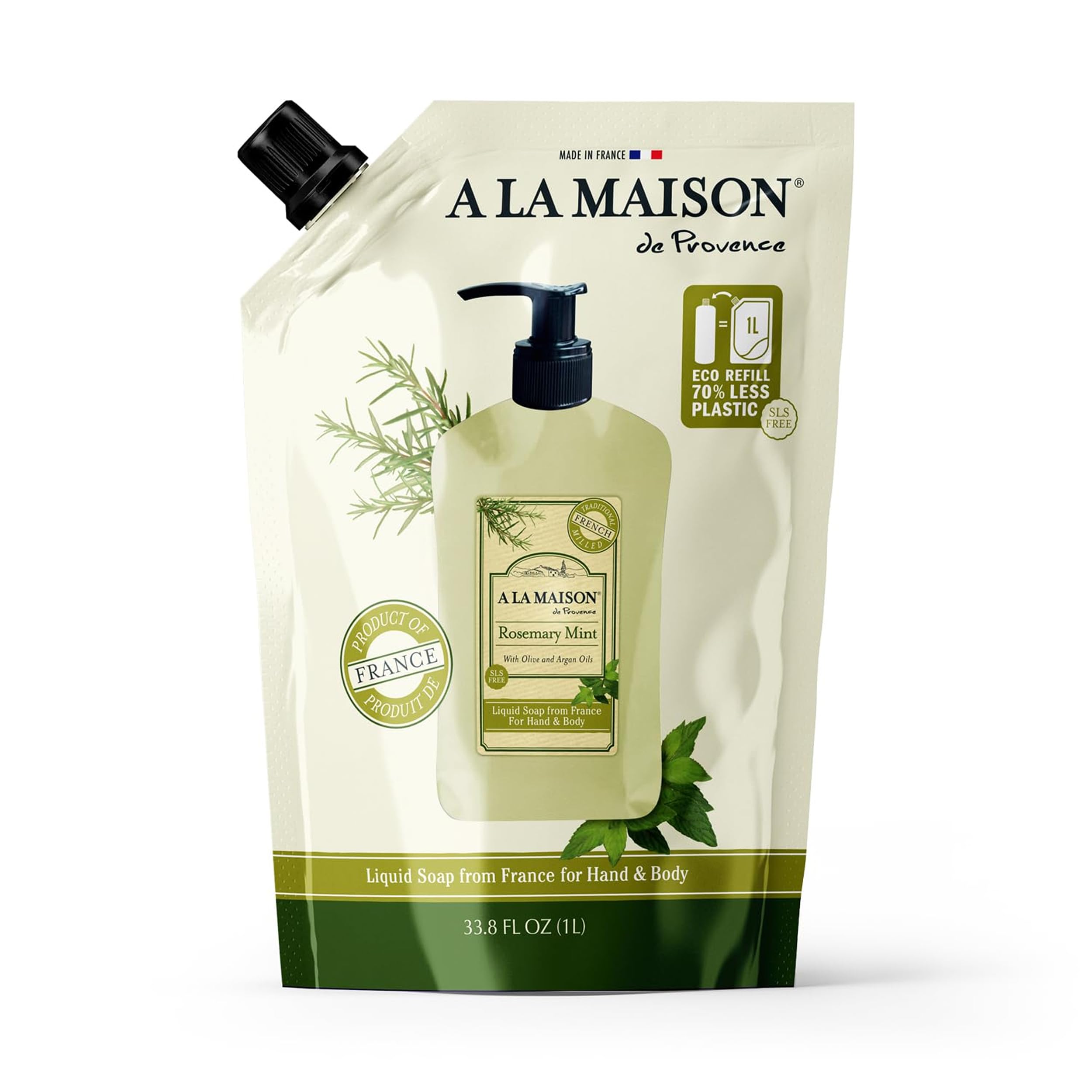 A LA MAISON - Poche de recharge menthe-romarin, pratique et écologique.