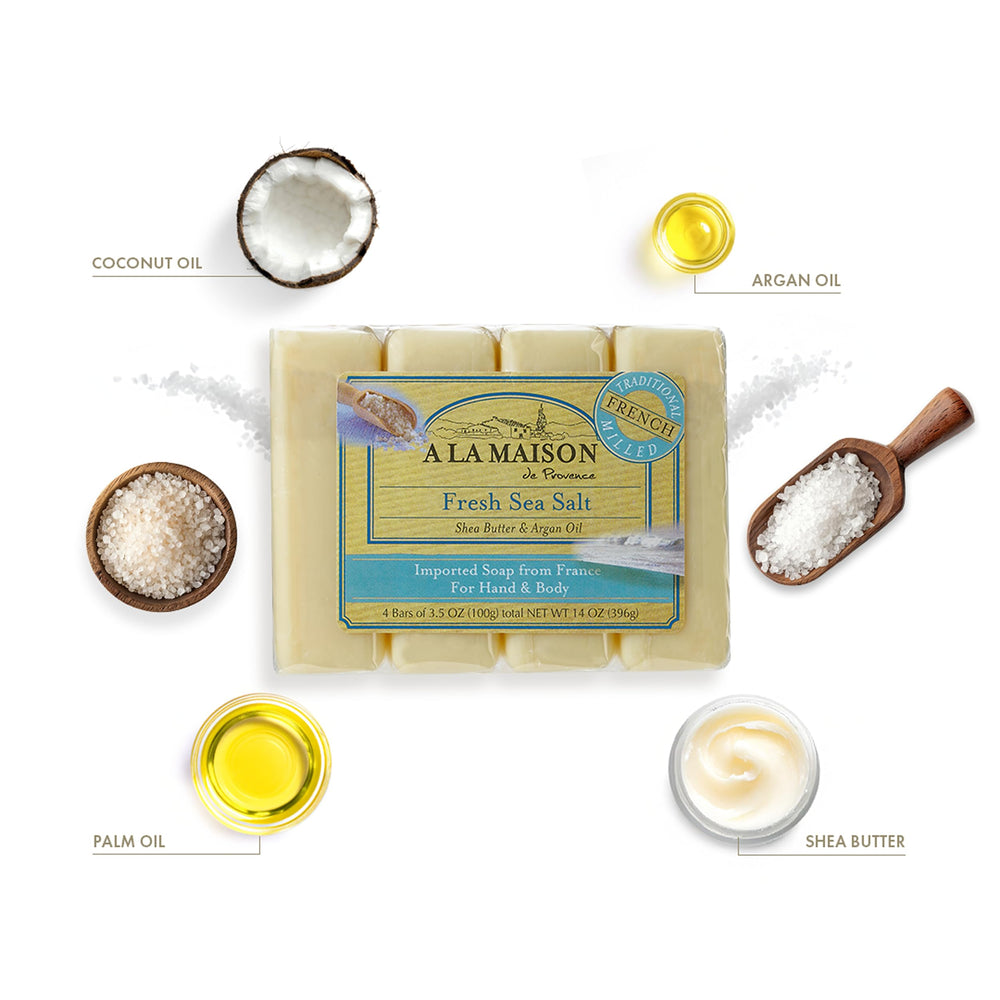 A LA MAISON - barre de savon détaillée, texture crémeuse et soin quotidien.