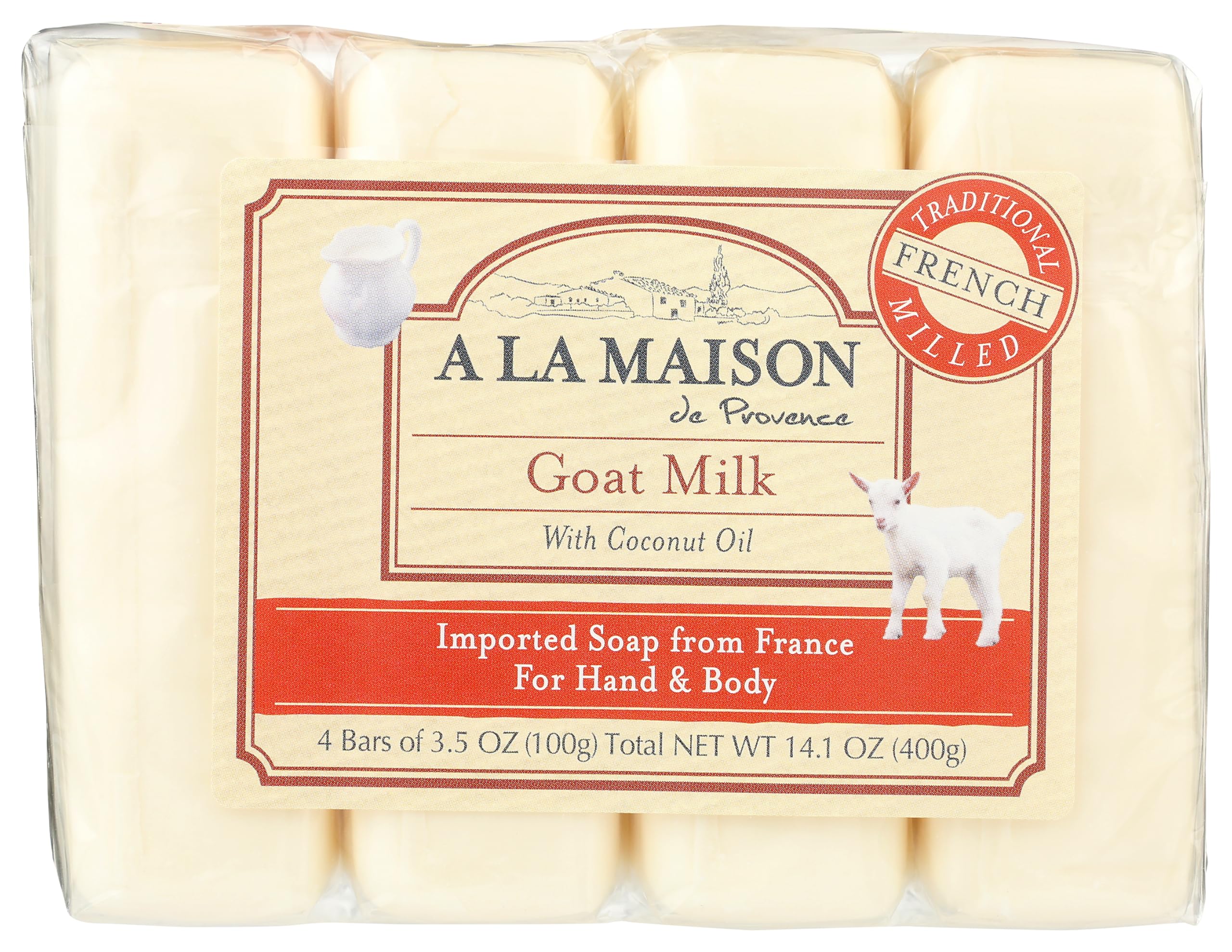A LA MAISON savon lait chèvre, barres mains hydratation douce.