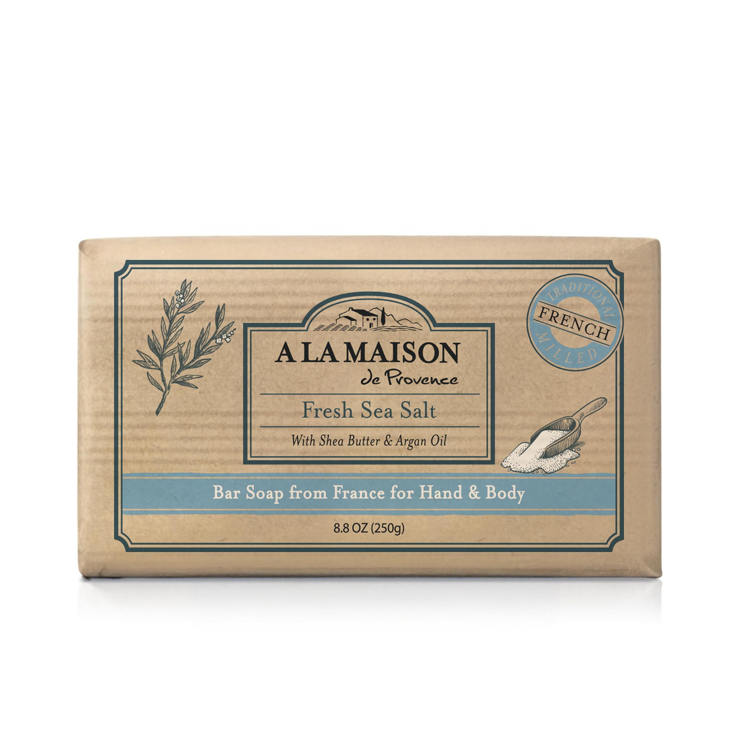 A LA MAISON Savon mains au sel frais: mousse riche pour hydrater la peau.