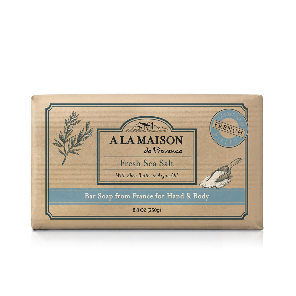 A LA MAISON Savon mains au sel frais: mousse riche pour hydrater la peau.