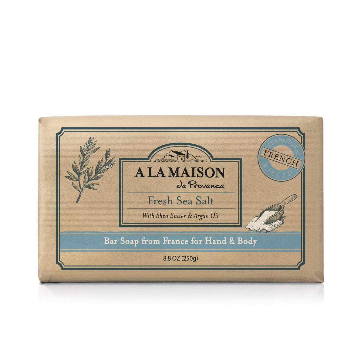 A LA MAISON Savon mains au sel frais: mousse riche pour hydrater la peau.