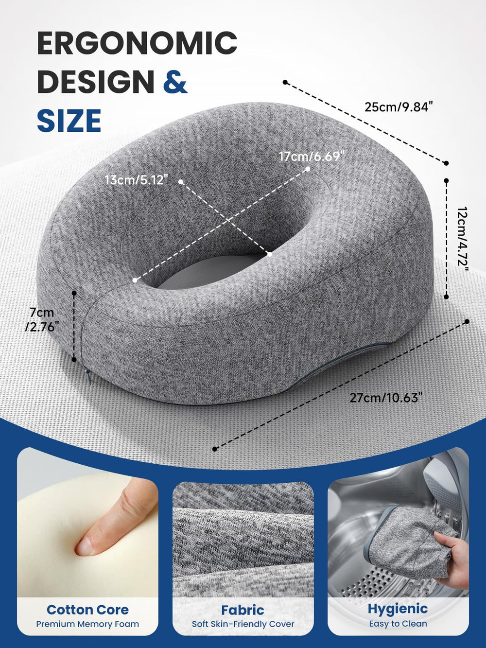 Housse amovible et lavable du coussin A-Pce, douceur pour la peau.