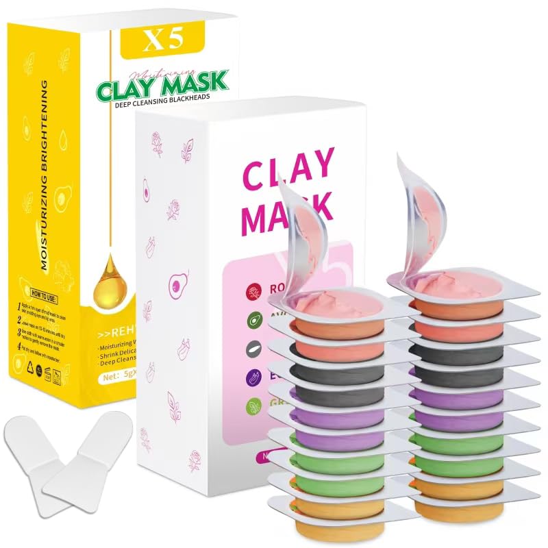 Aaenouicfs ensemble-masque-argile-poche-voyage-rose: soin pratique en voyage pour le visage.