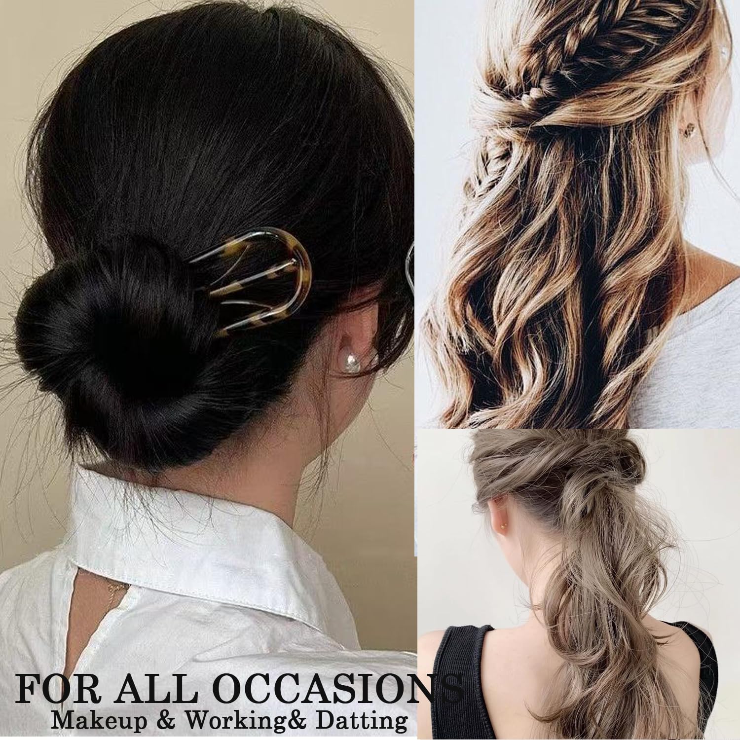 Aaiffey épingle U-forme pour chignon stable sur cheveux variés.