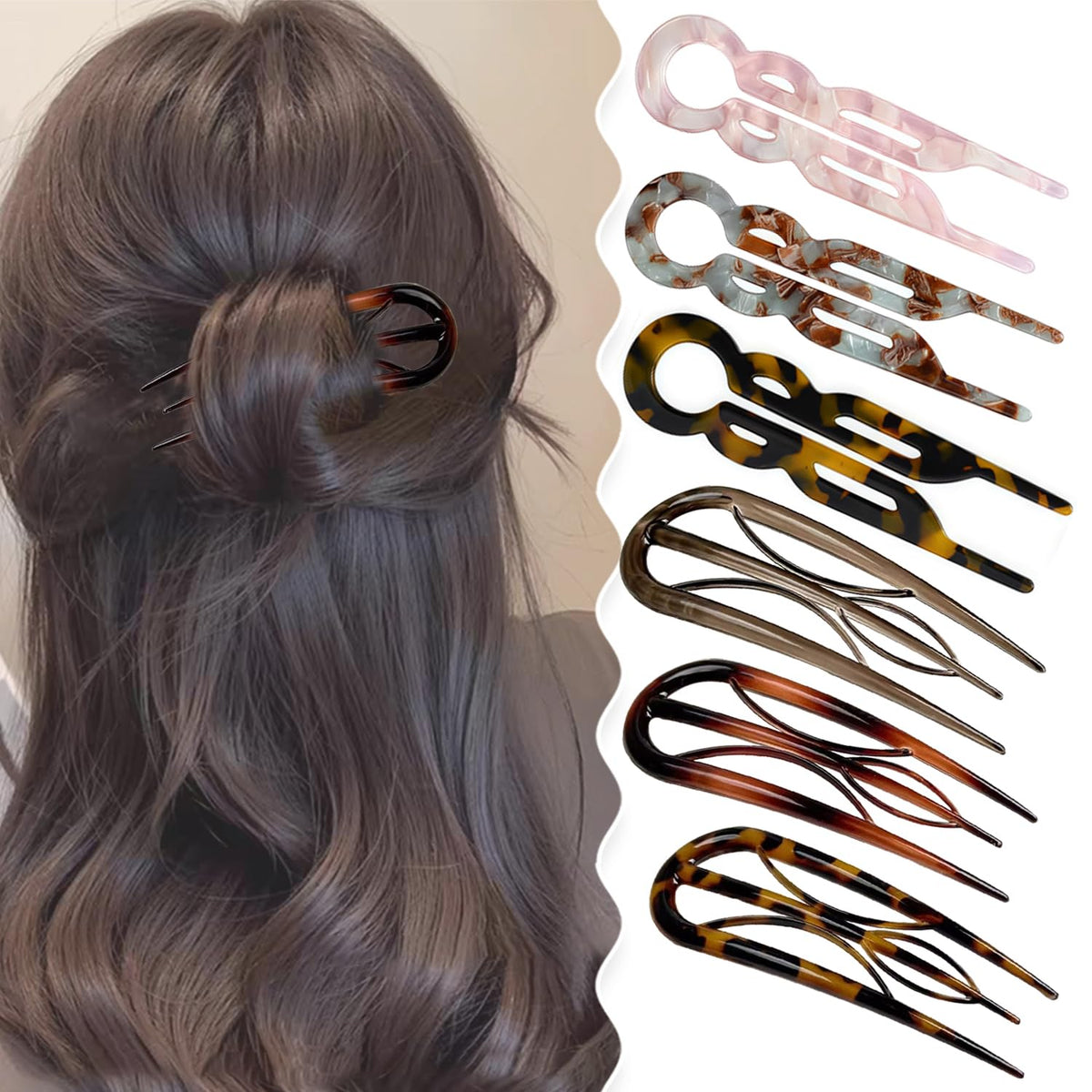 Aaiffey épingle cheveux U-forme, maintien fiable pour chignon élégant.