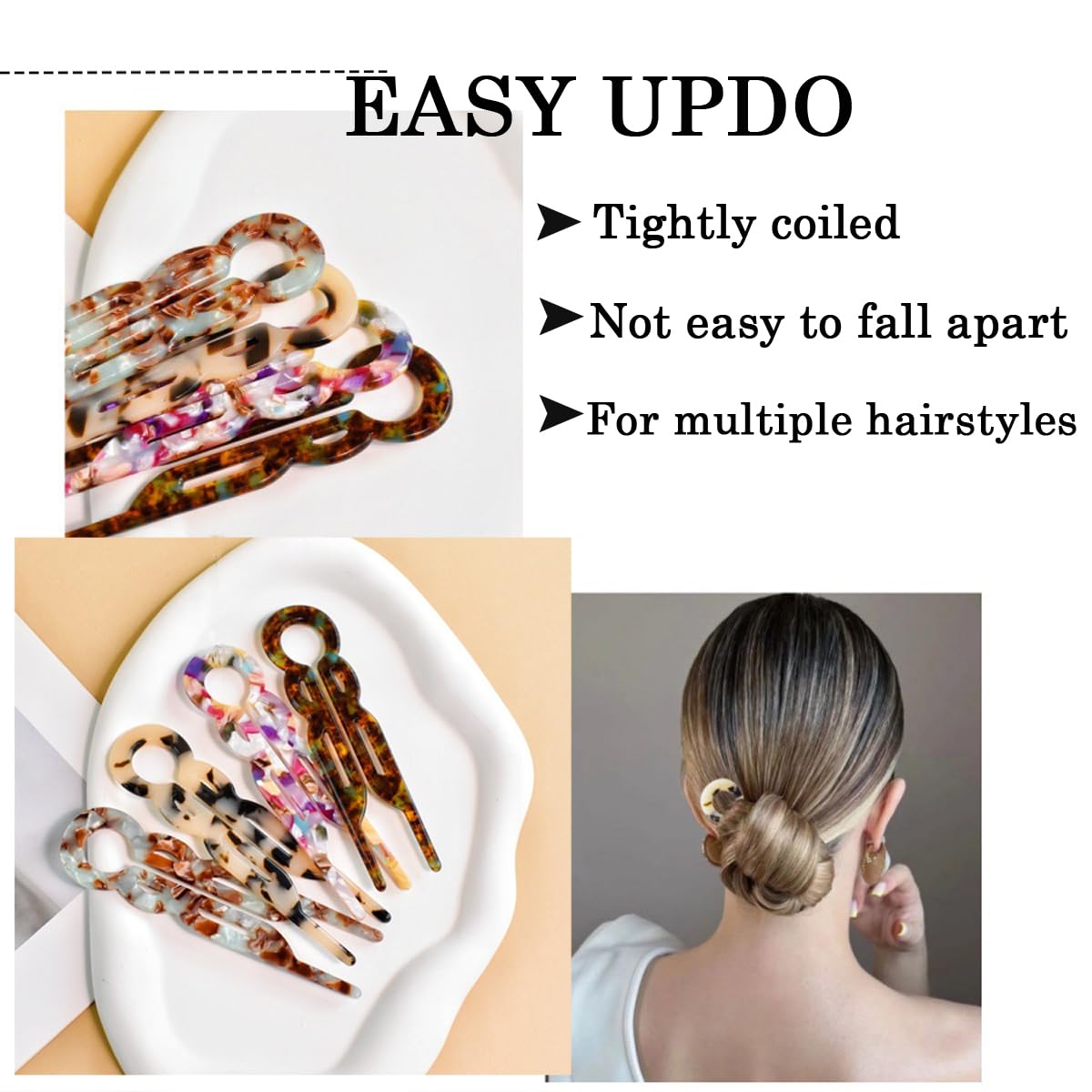 Aaiffey épingle U-forme gloss fin, effet brillant et rapide.