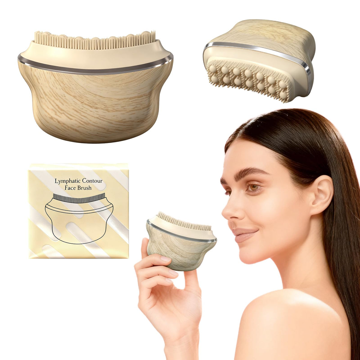 AAJP brosse contour lymphatique visage, favorise la détente et la circulation
