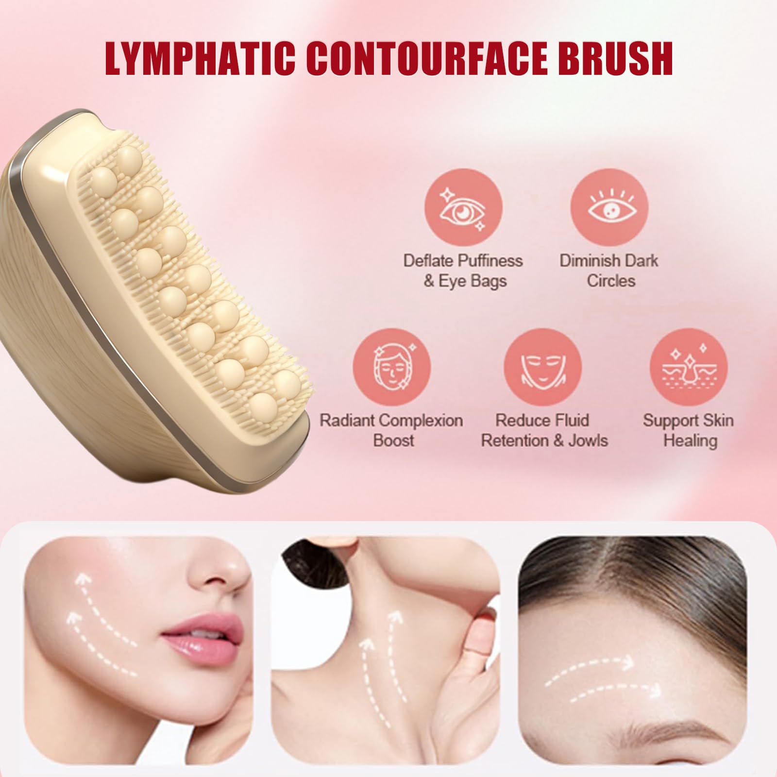 AAJP brosse lymphatique visage ergonomique, stimulation ciblée des ganglions