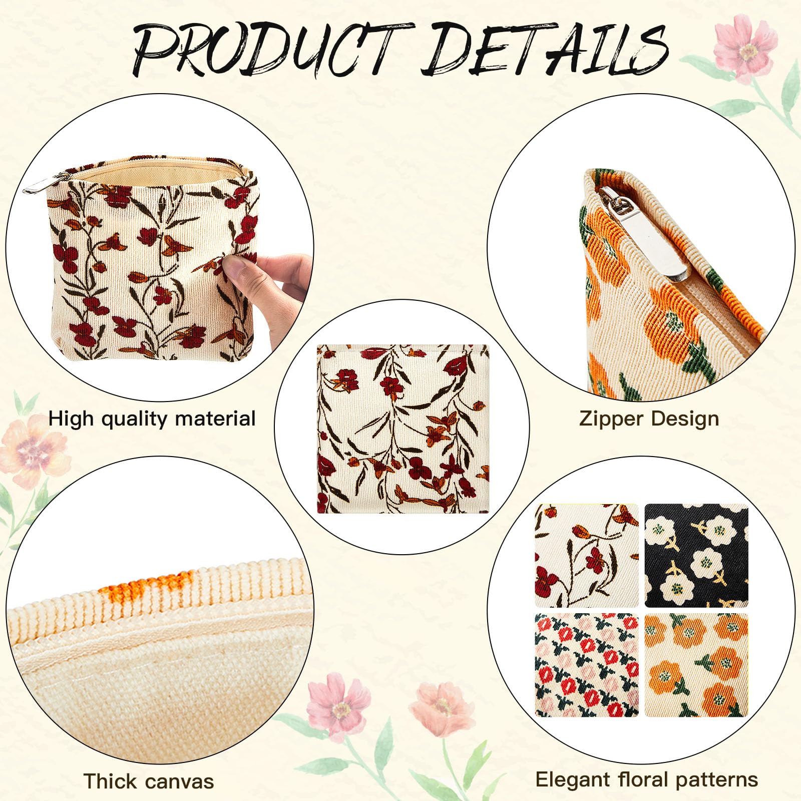 Abbylike design velours cotele fleurs authentiques: touche féminine distincte.