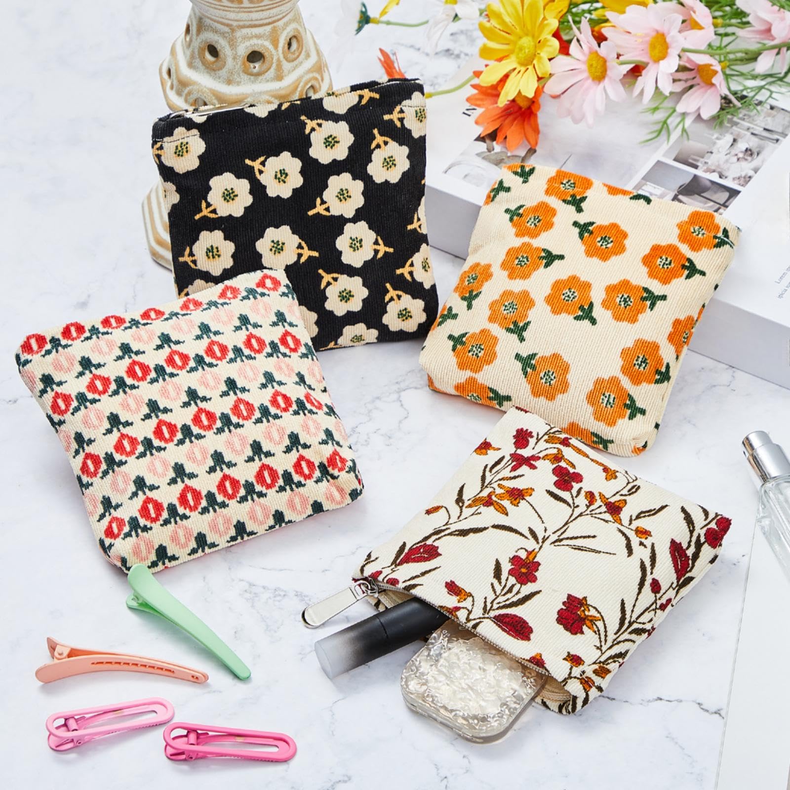 Abbylike ensemble quatre pochettes velours cotele: organisation pratique en sac et voyage.