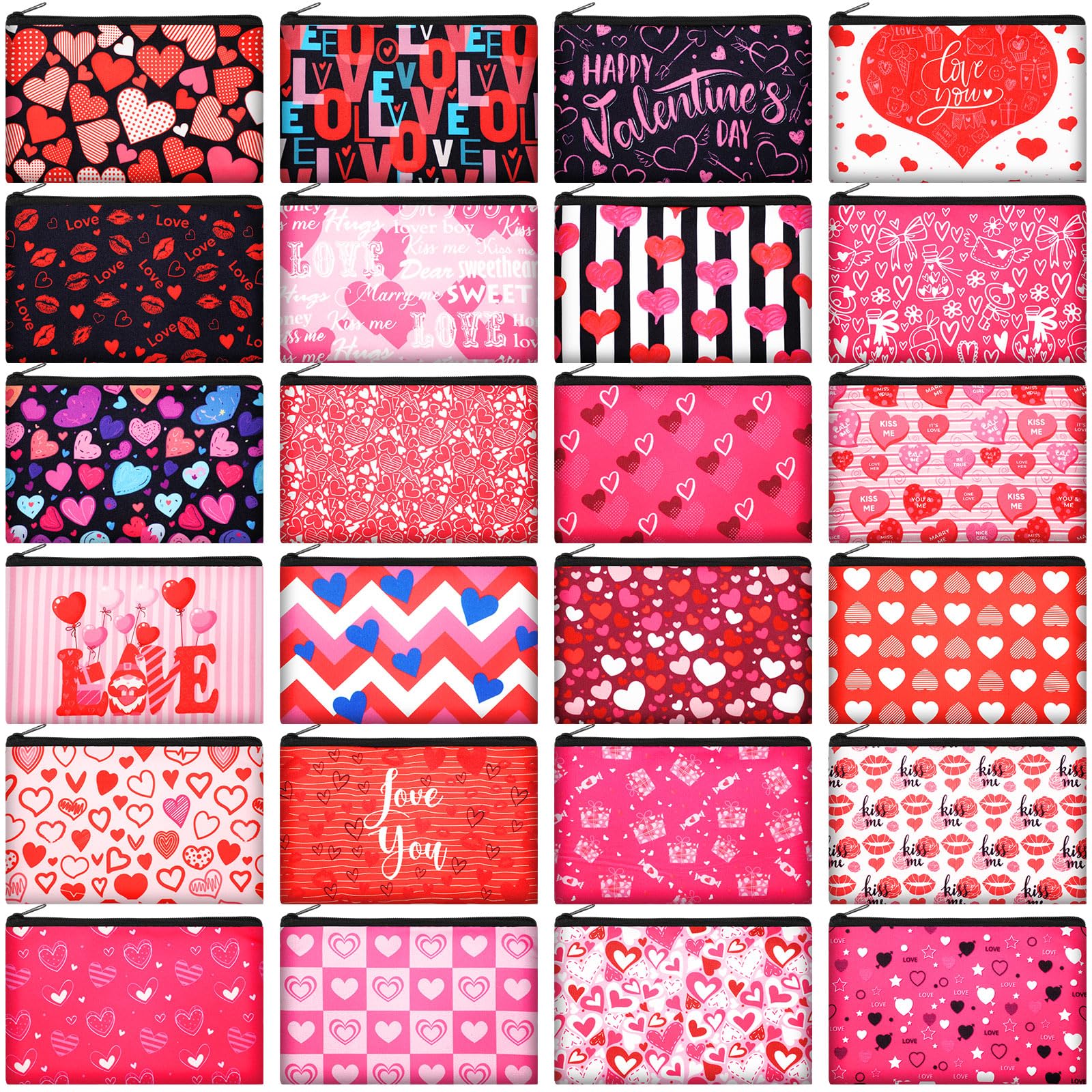 Abbylike sac maquillage Saint-Valentin design coeur rouge, idéal pour organiser vos essentiels.
