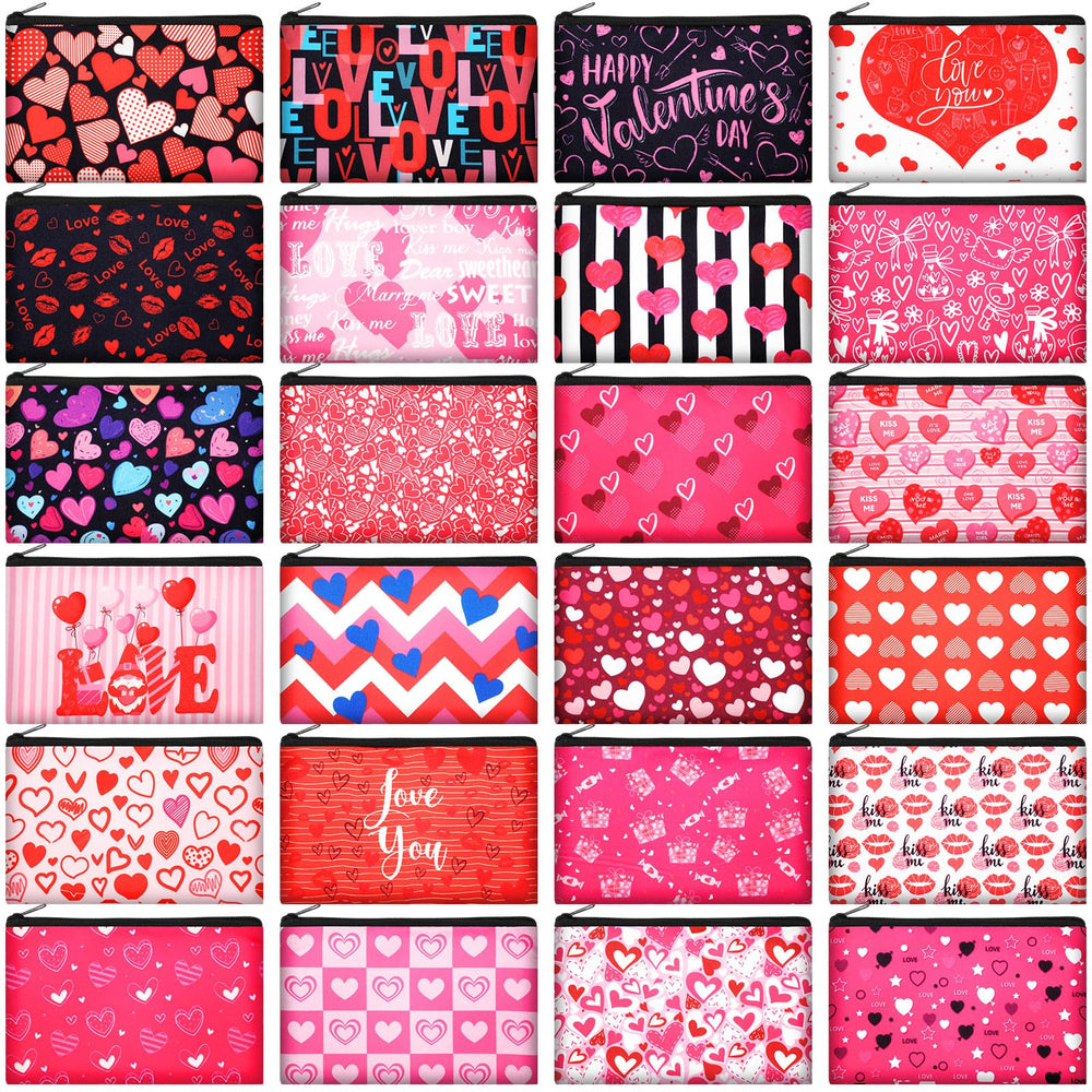 Abbylike sac maquillage Saint-Valentin design coeur rouge, idéal pour organiser vos essentiels.