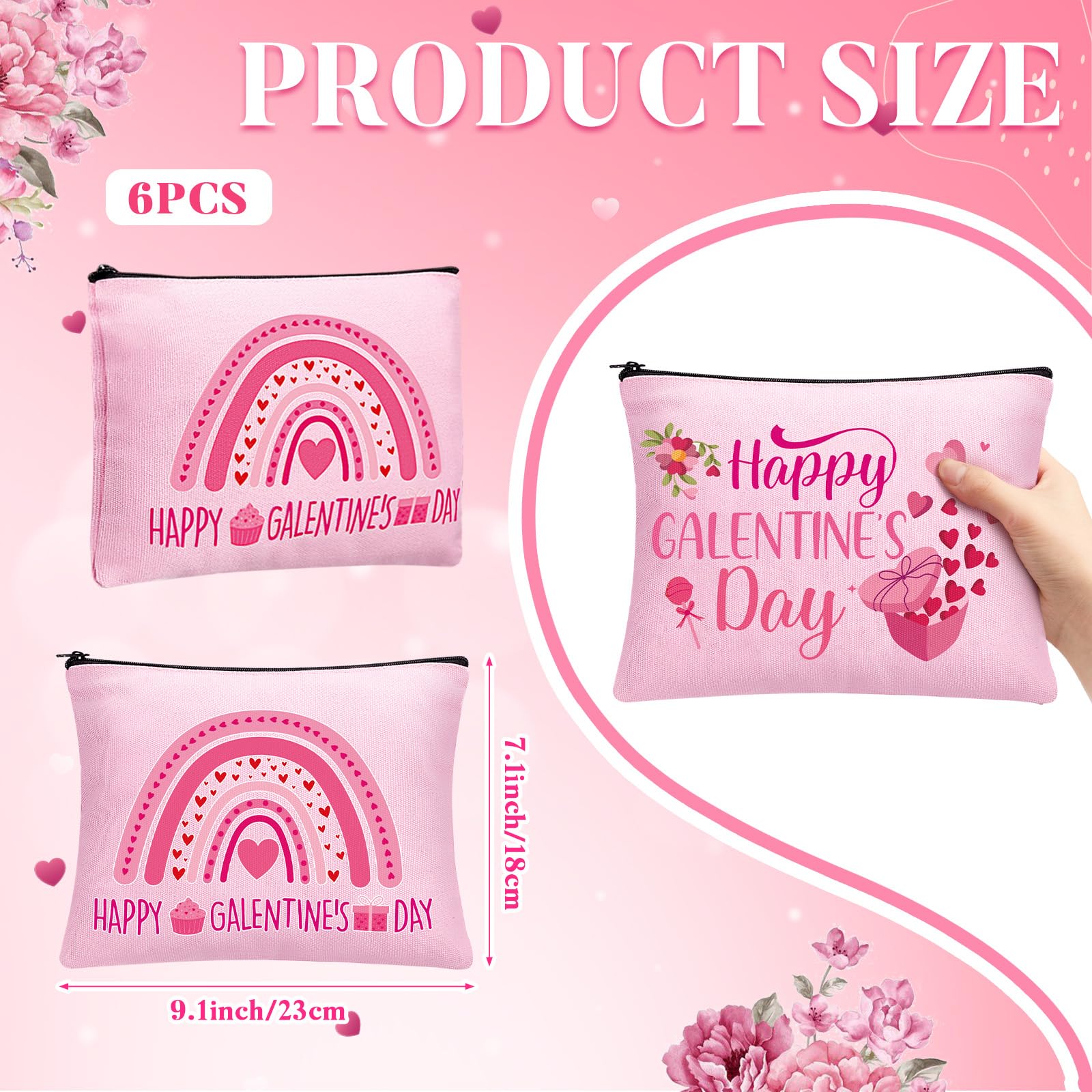 Abbylike design roses sac maquillage Jour des Galentines – idéal comme cadeau entre amies.