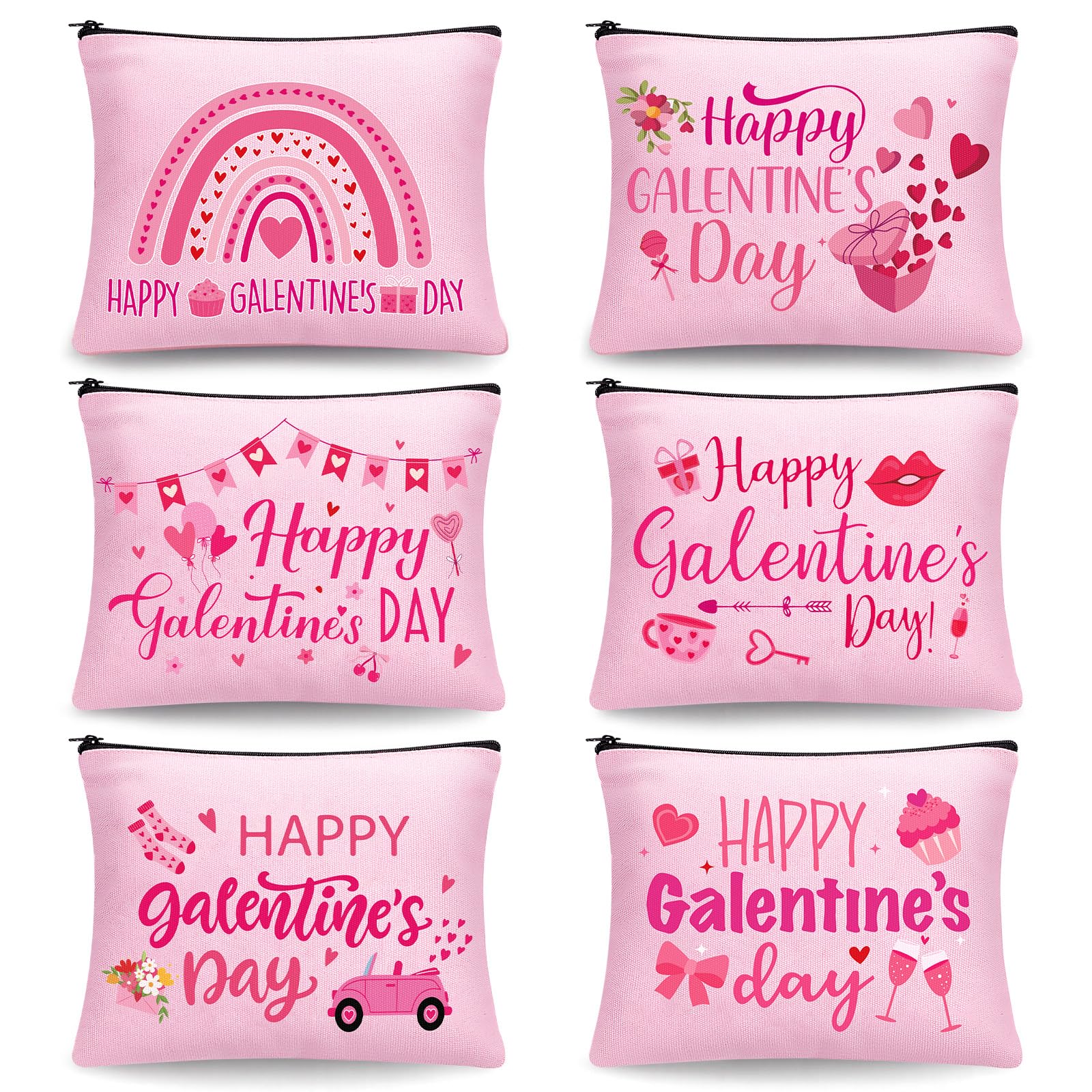 Abbylike sac maquillage Jour des Galentines – ensemble de six motifs pour assortir ses tenues et cadeaux.