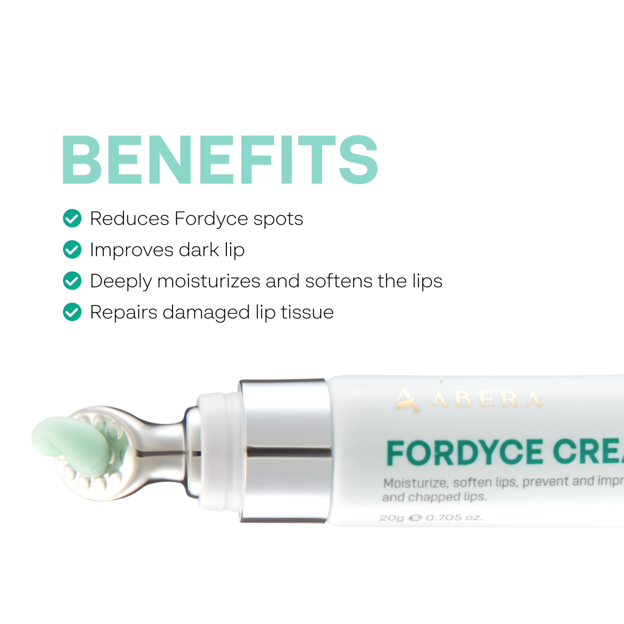 ABERA Fordyce Cream – application quotidienne sur les lèvres pour hydratation.