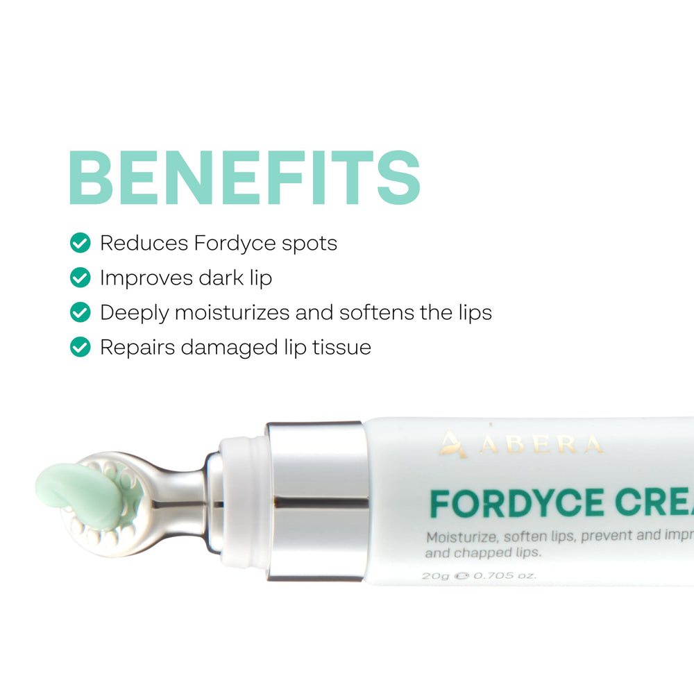 ABERA Fordyce Cream – application quotidienne sur les lèvres pour hydratation.
