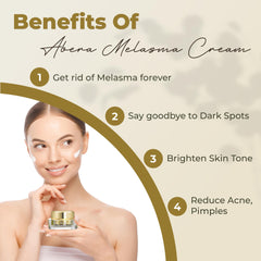 ABERA Melasma Cream — texture crème légère, application visage agréable.