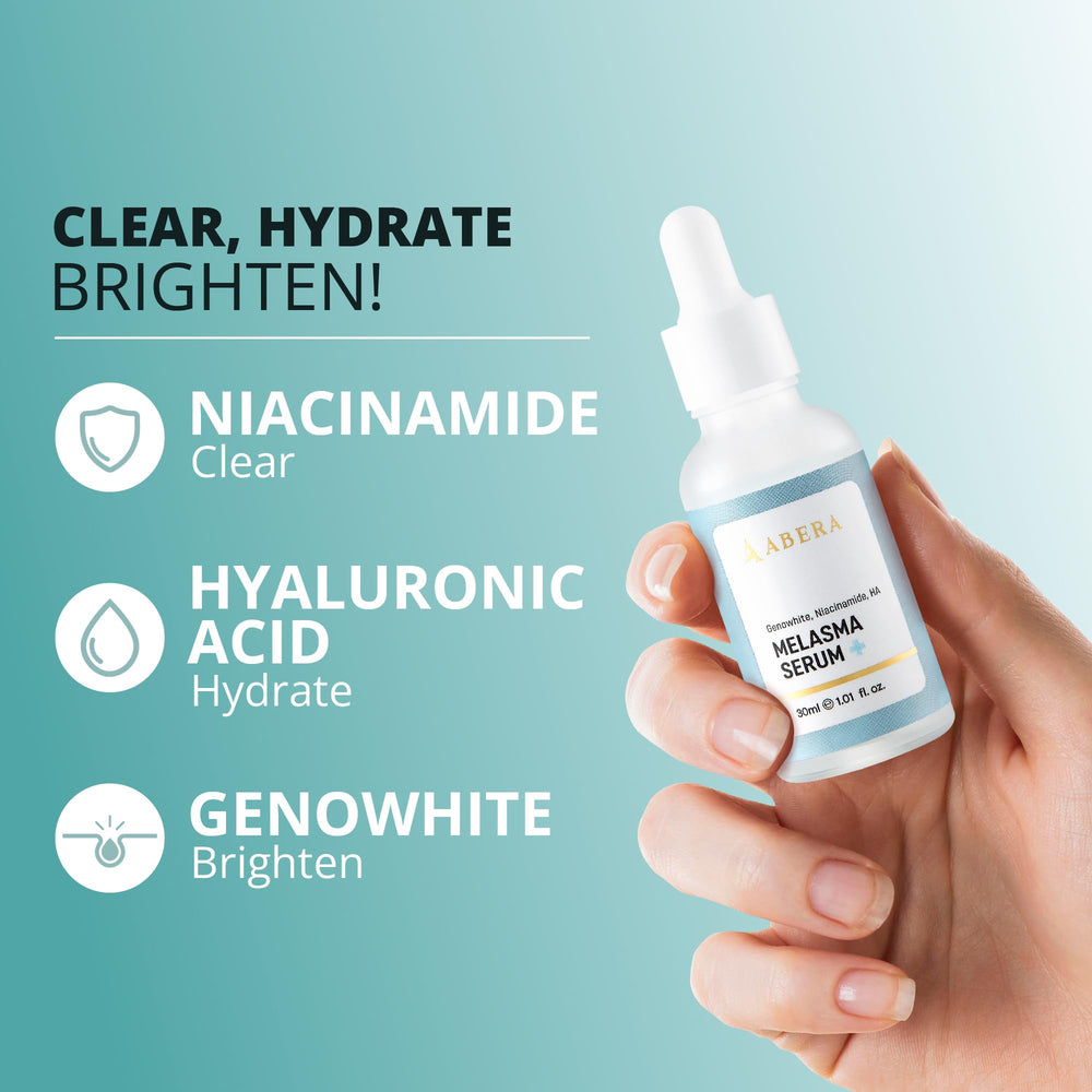 Peau lumineuse après ABERA Melasma Serum Plus et application régulière.