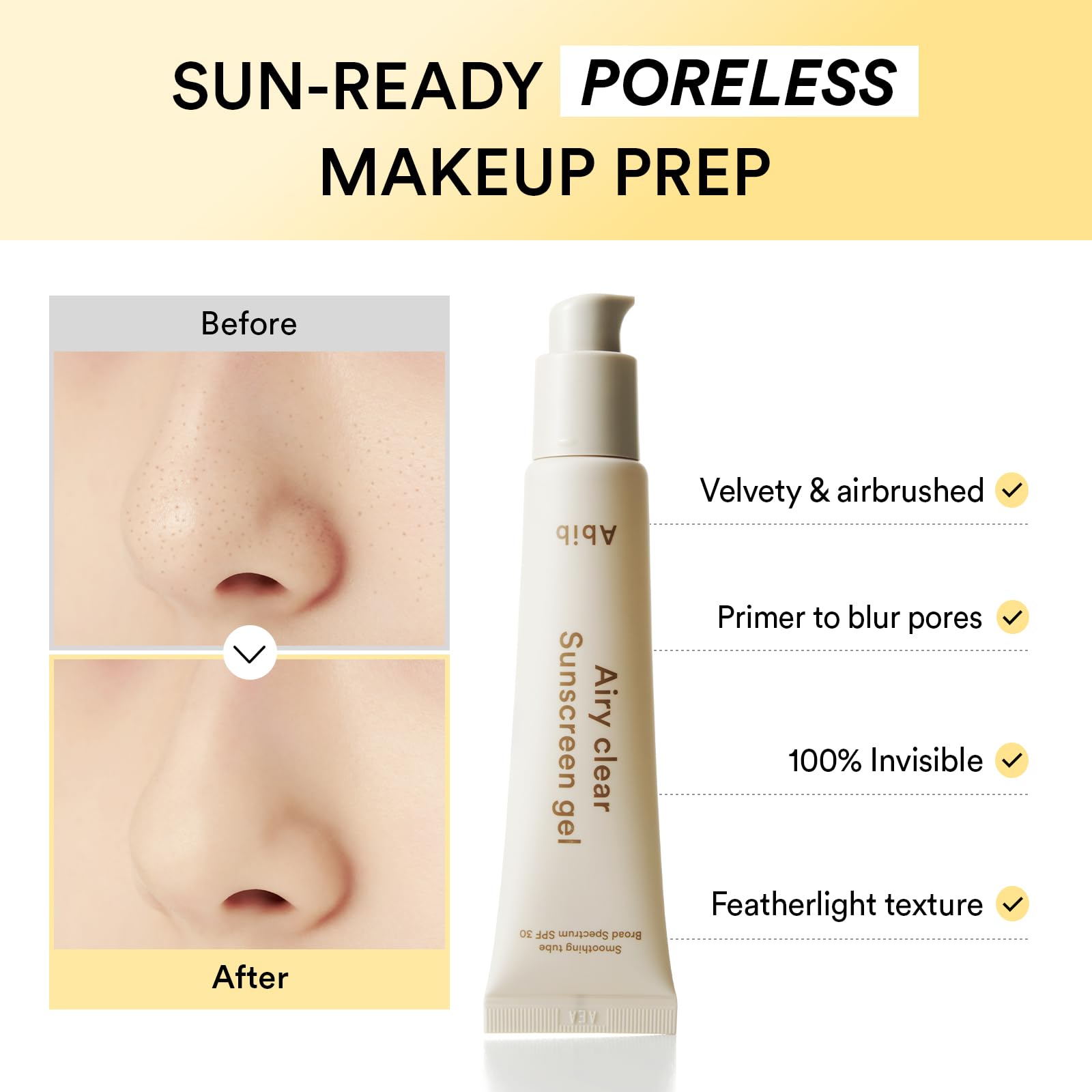 Applying Abib sunscreen under makeup for a clear finish