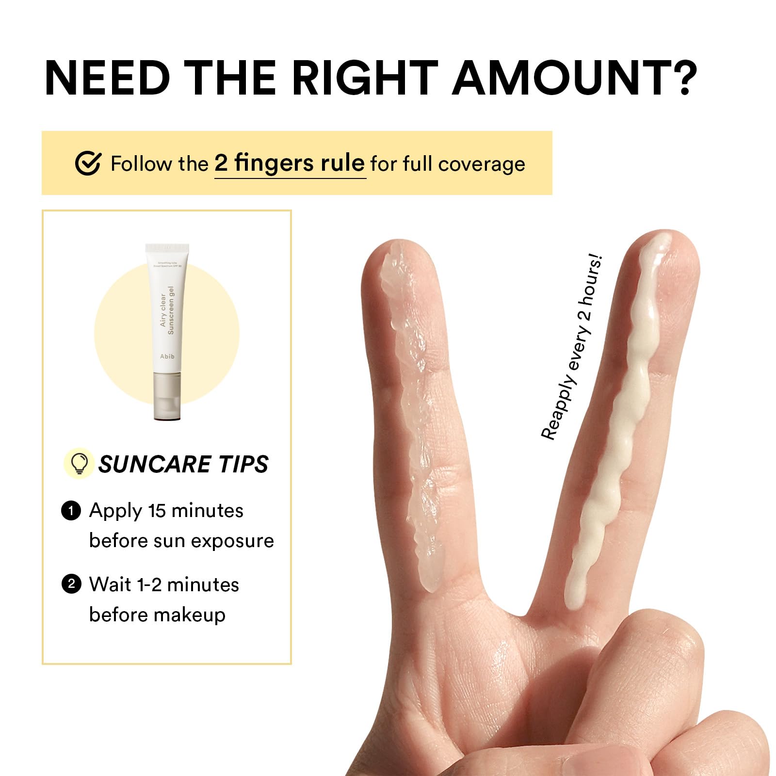 Non-greasy, quick-absorption Abib sunscreen gel on skin