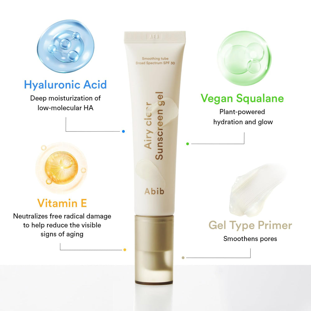 Semi-matte finish of Abib Airy Clear Sunscreen Gel SPF30