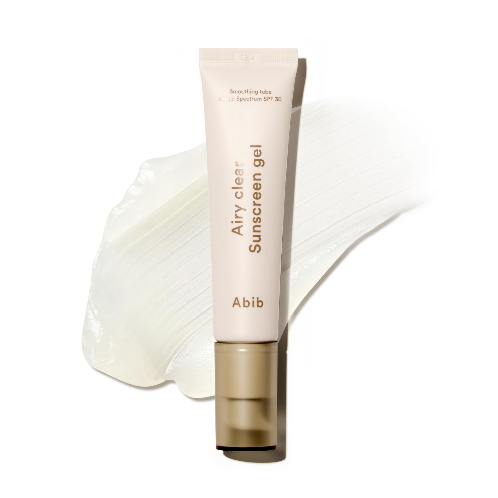 Abib Airy Clear Sunscreen Gel SPF30 bottle shows lightweight UV protection