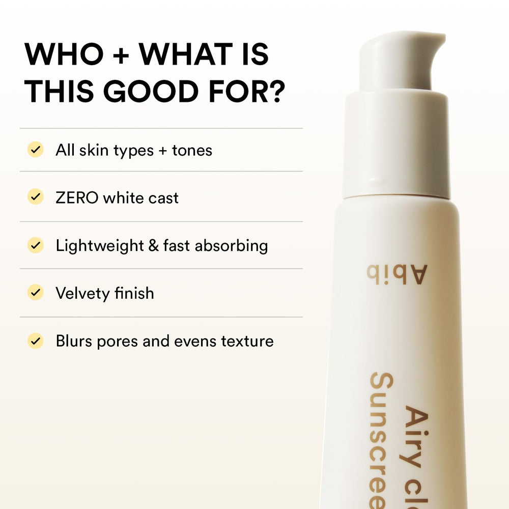 Abib Airy Clear Sunscreen Gel SPF30 used on face and body
