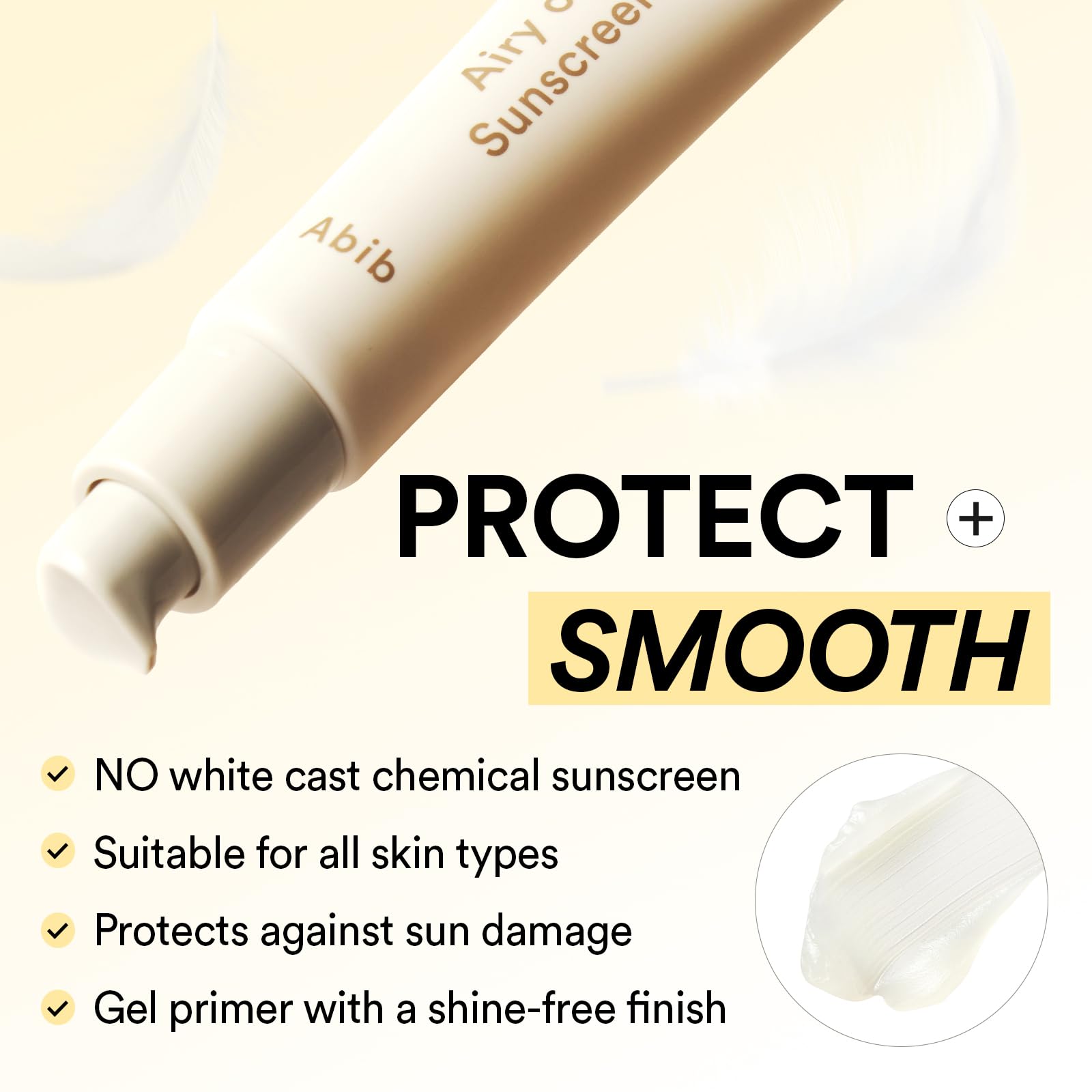 Texture of Abib Airy Clear Sunscreen Gel SPF30 provides feather-light feel