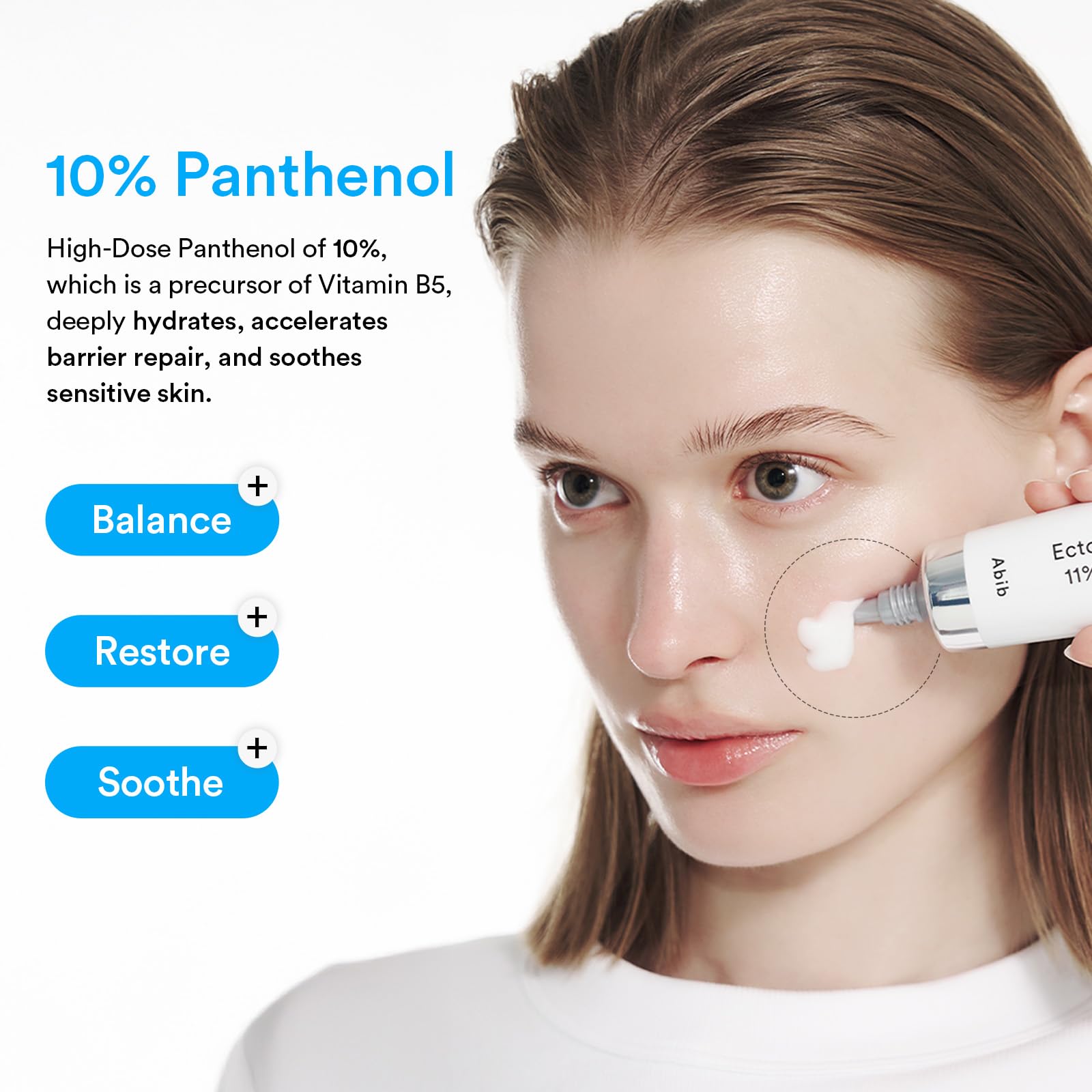 Absorption rapide de la crème Abib Ectoin Panthenol sur le visage