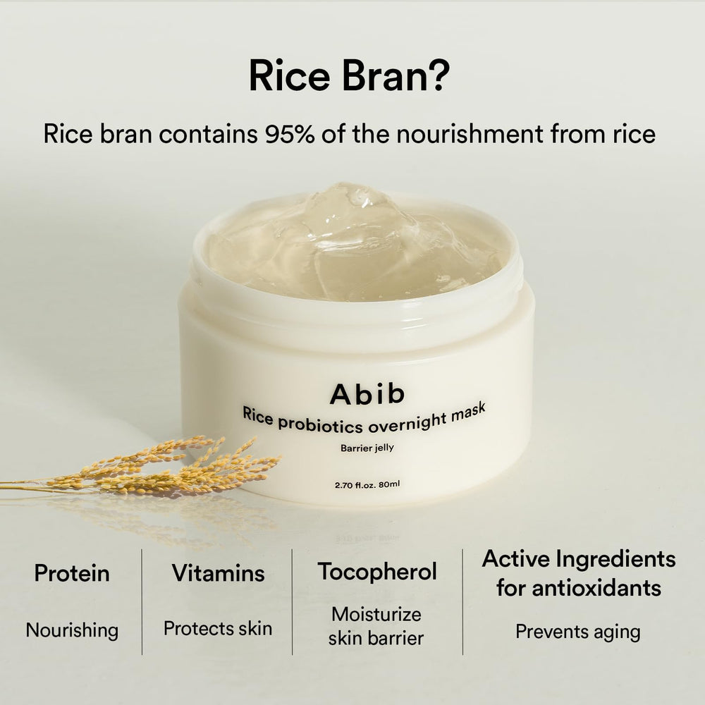 Ingrédients clés : riz et probiotiques présents dans Abib pour nourrir l’éclat.