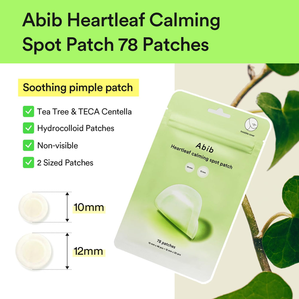 Patch Abib Heartleaf 12 mm, couverture ciblée pour imperfections plus grandes.