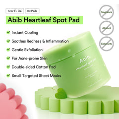 Abib Heartleaf Spot Pad nettoyant-tonique pour un nettoyage efficace et prêt pour l’étape suivante.