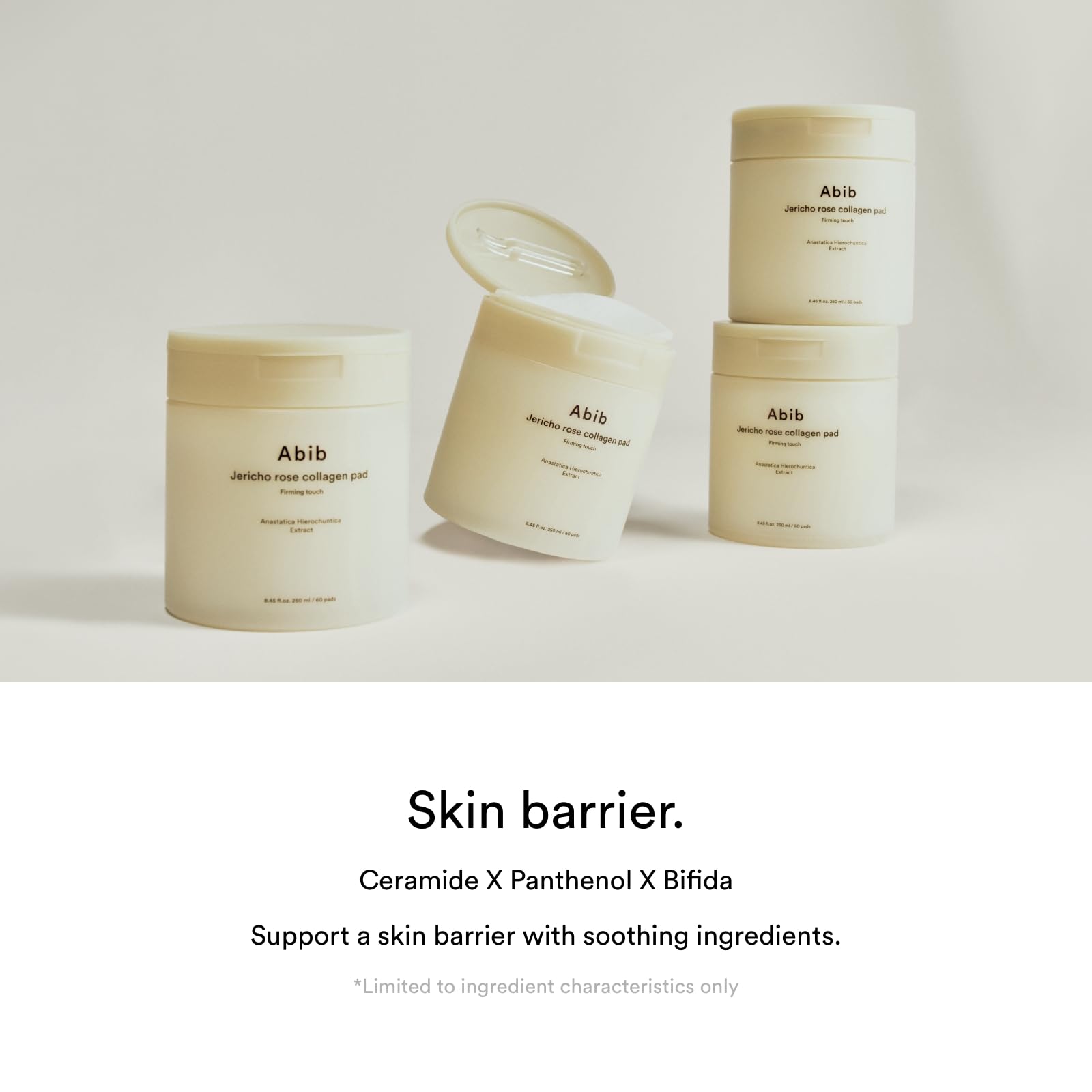 Abib Jericho Rose Collagene Pad: peau éclatante après utilisation.