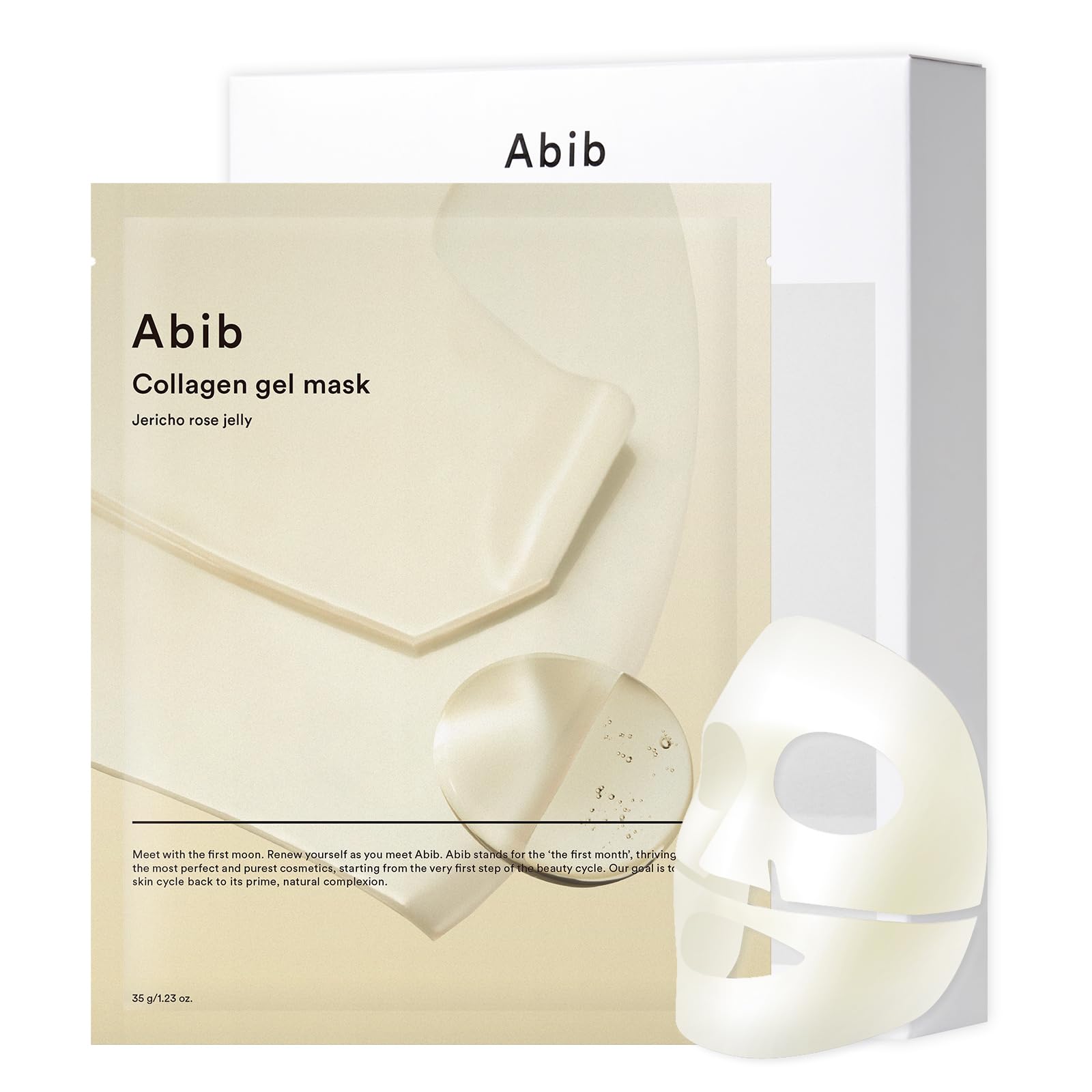 Masque Abib gel collagène Jericho Rose sur feuille, hydratation légère