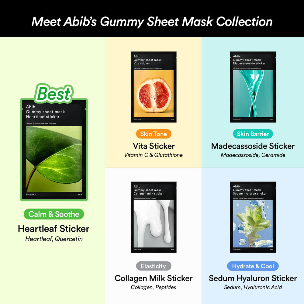 Abib masque Gummy Coeur-Feuille peut apaiser les irritations cutanées