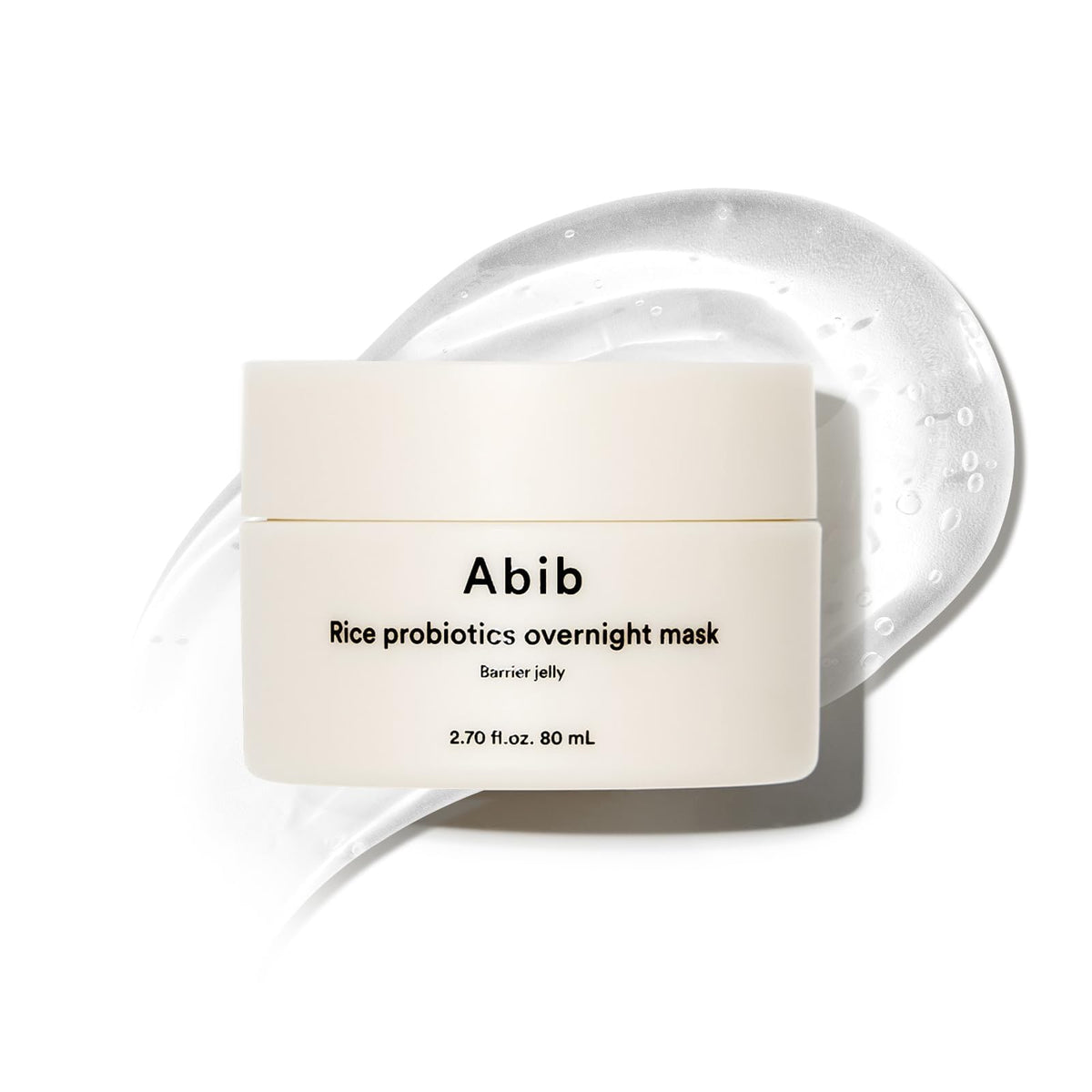 Abib masque-nuit-probiotiques-riz-barriere-gelee bouteille, hydratation nocturne durable.