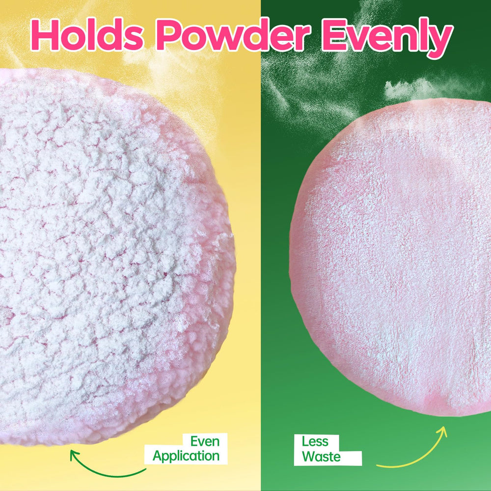 ABOLINE contenant-poudre-et-poufs : rangement pratique pour garder poudre et poufs propres.