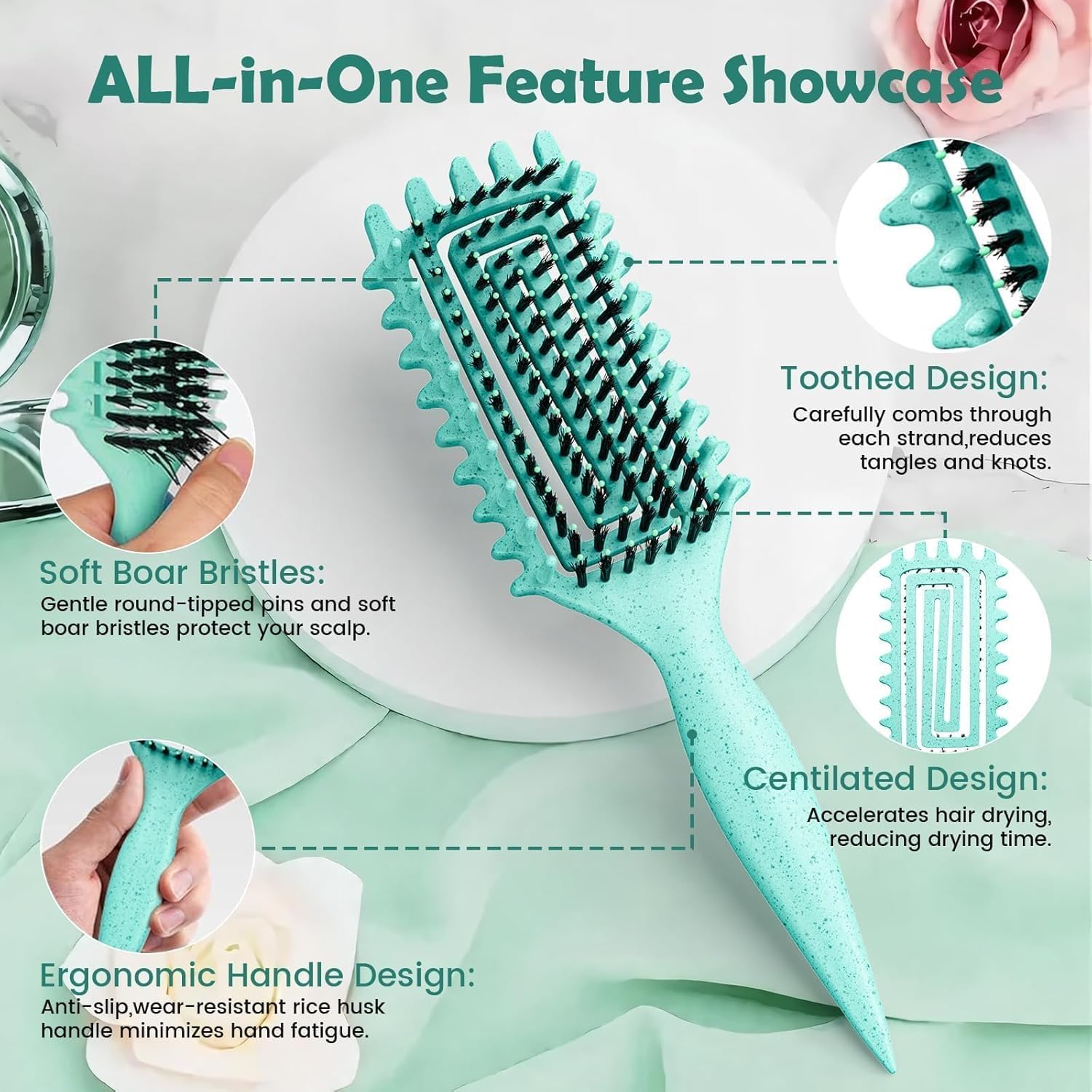Brosse ABOYOY volume pour cheveux bouclés offrant corps sans abîmer.