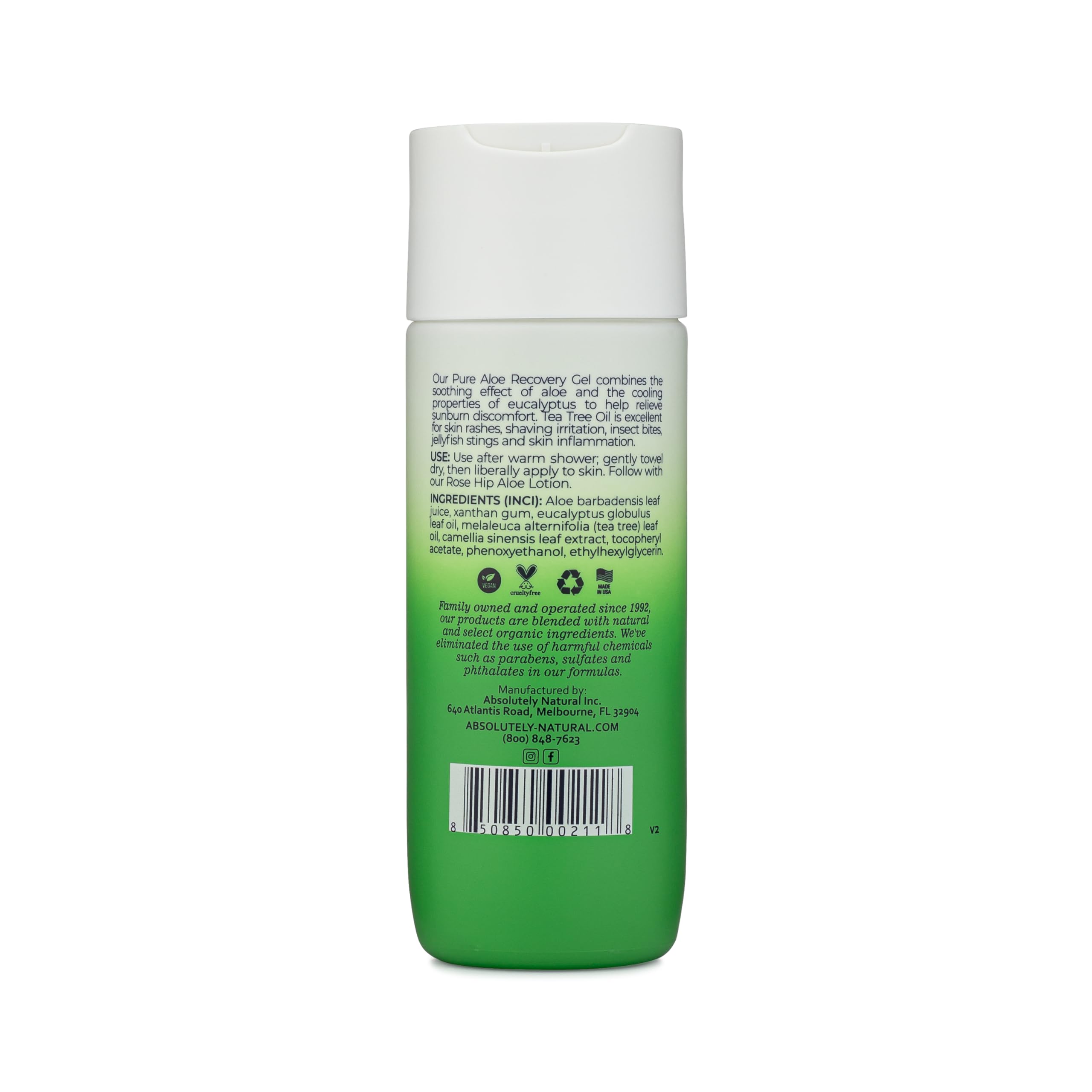 Absolutely Natural gel apaisant pour peau sensible en déplacement.