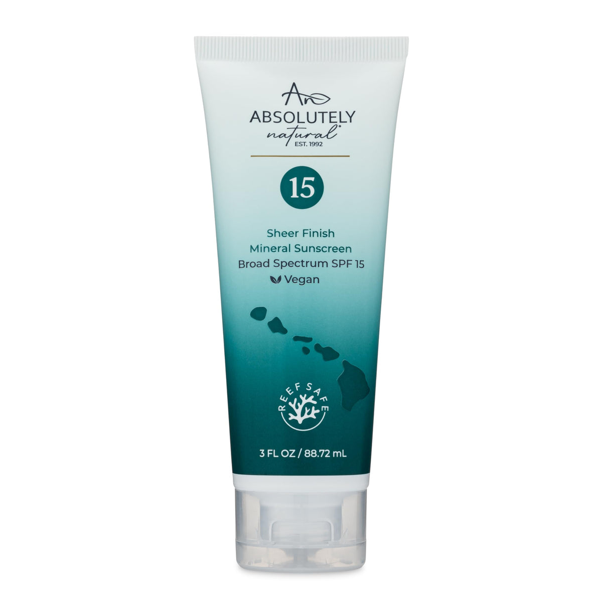 Absolutely Natural écran solaire minéral SPF 15 pour visage et corps, protection légère.