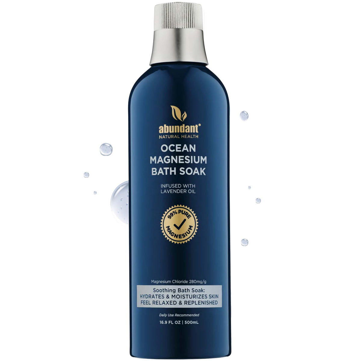 Abundant Natural Health Ocean Magnesium Bath Soak bottle with lavender for calming relaxation.