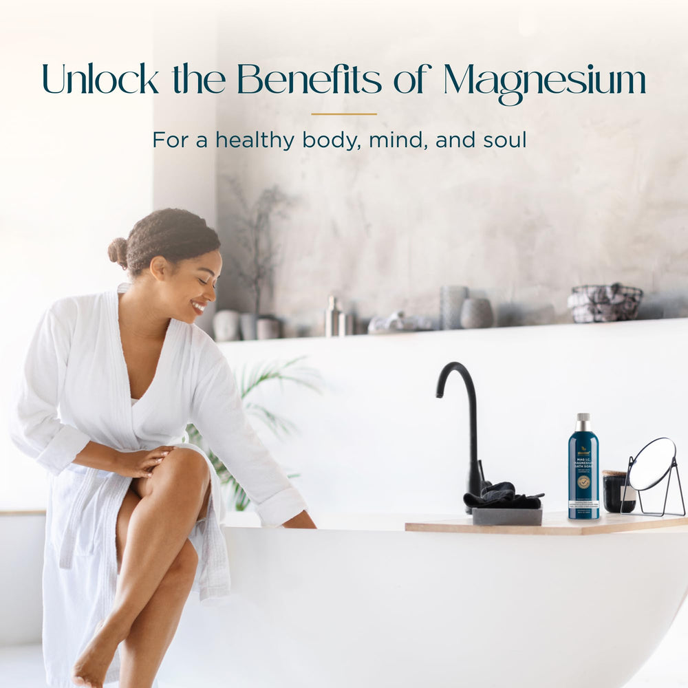 Outer packaging of Abundant Natural Health Ocean Magnesium Bath Soak highlighting sustainability.