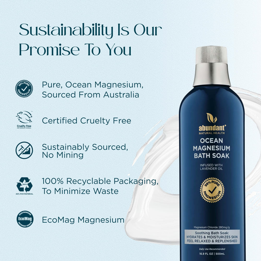 Warm tub scene with Abundant Natural Health Bath Soak inviting luxurious relaxation.