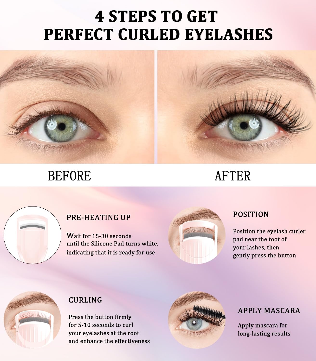 Acavado boucle-cils durable offrant une tenue jusqu'à 24 heures.