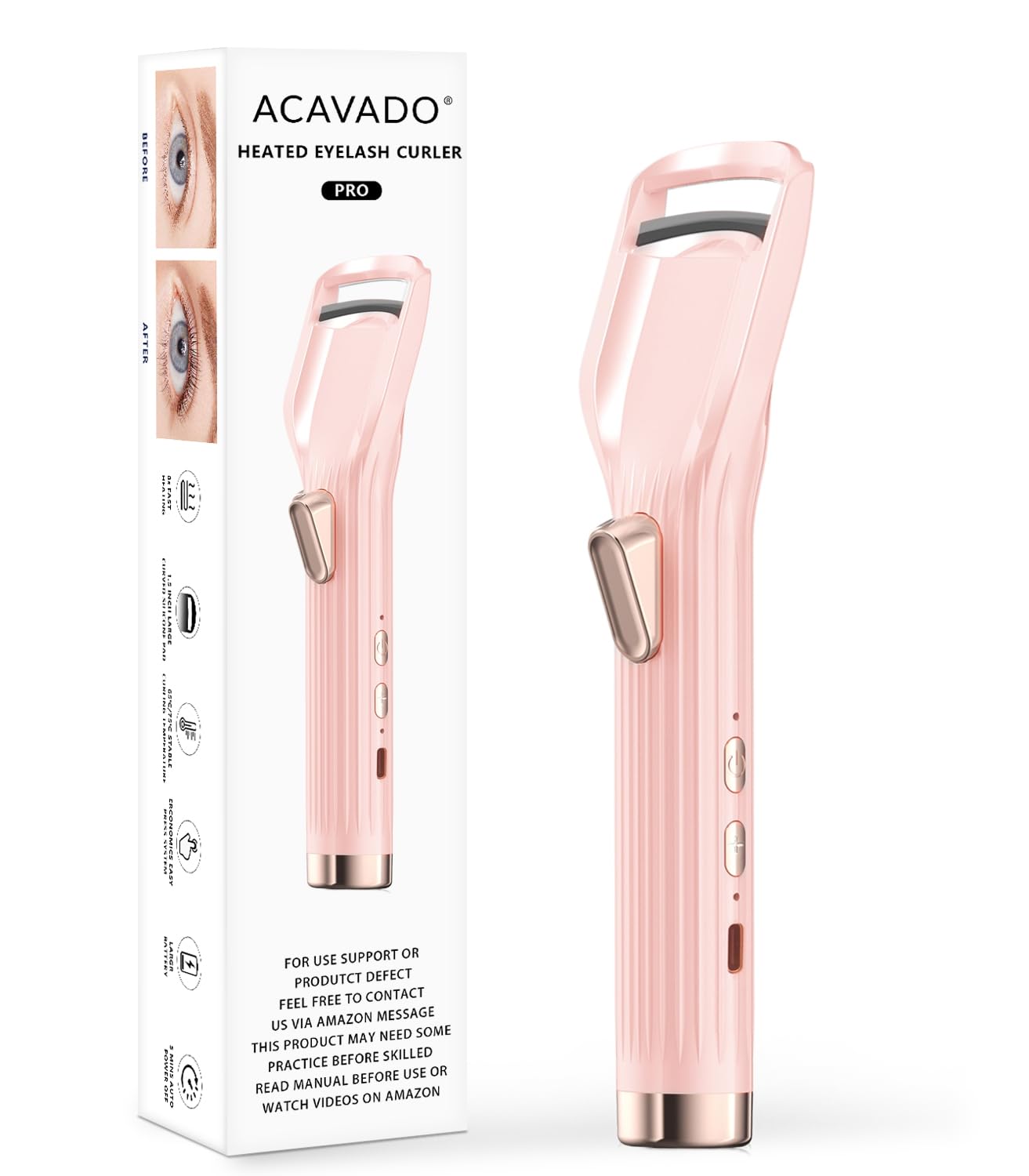 Acavado recourbe-cils chauffant en 8 s pour des boucles nettes et naturelles.